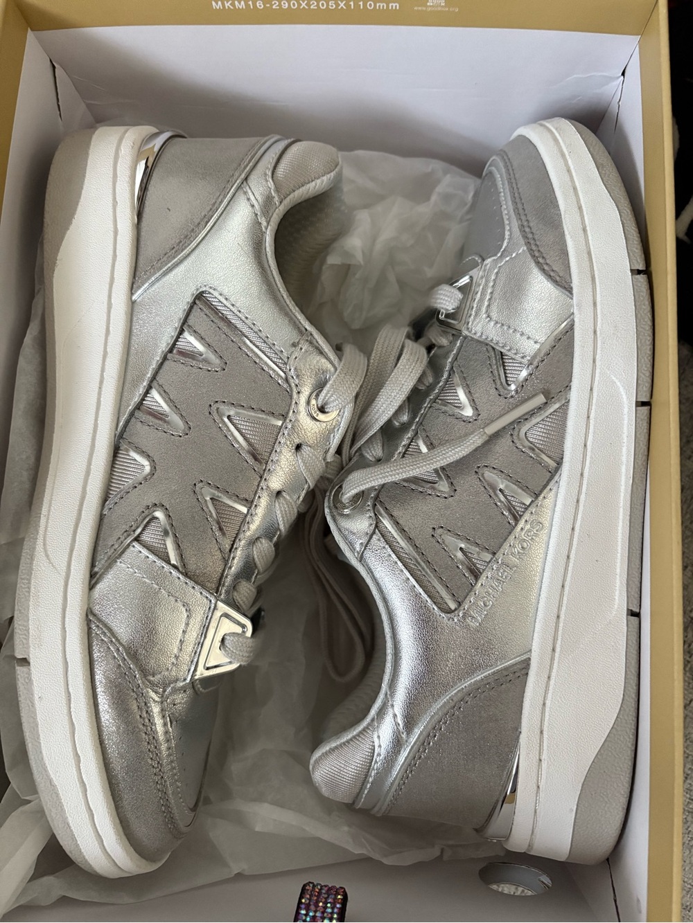 Michael Kors Women's Metallic Silver Lace-Up Platform Sneakers
